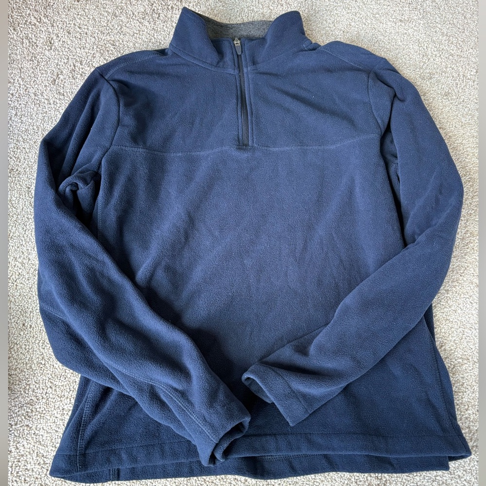 Lands End navy blue fleece quarter zip